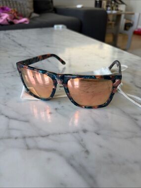 Blenders Mirrored Rose Lens Sunglasses with Blue-Pink Marble Frame